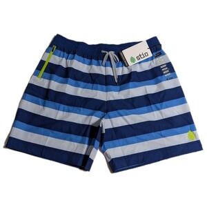 Stio Swim Trunks Mens XL 7" Inseam Cobalt Night Bold Stripe‎ Blue NWT